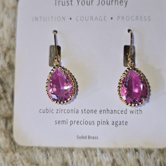 Genuine Pink Agate Earrings - Picture 3 of 4